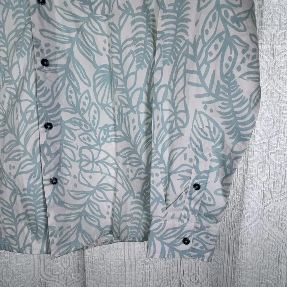 Reverse Threads Teal flower‎ print shirt Men's size Large